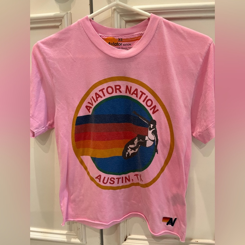 Aviator Nation Pink Retro Short Sleeve Tee